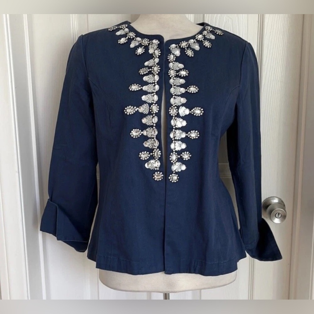 NWT American Glamour Badgley Mischa Embellished Navy Blazer size M